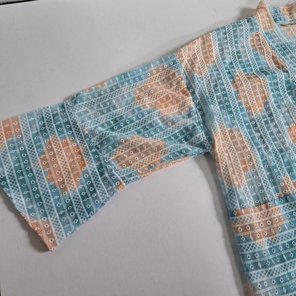 Ruby Rd. Lightweight Embroidered kimono cover up Women Orange Green sz 2X - Picture 7 of 7